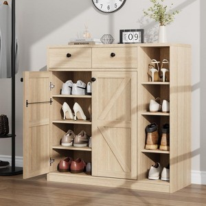 GustoWave Shoe Storage Cabinet with Doors and Drawers, 42'' Tall Shoe Cabinet with 3 Adjustable Shelves, 4-Tier Shoes Rack Organizer Cabinet - 1 of 4