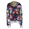 The Magic Scarf Company Women's Reversible Sueded Floral Art Print Button Shawl - 3 of 4