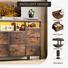 63"W  TV Stand with 10 Fabric Drawers for 65-75 Inches TV,  Entertainment Center TV Console Table with LED Lights & Power Outlets & Shelves - 2 of 4