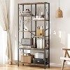 Homhougo 5 Tier Bookcase Industrial Storage Shelf Vintage Display Rack with Open Shelves Rustic Standing Bookshelves Metal Frame Display Rack, Brown - 4 of 4