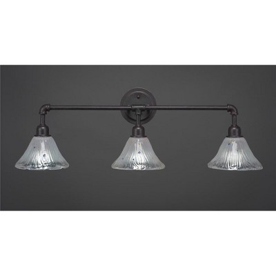 Toltec Lighting Vintage 3 - Light Vanity in  Dark Granite with 7" Frosted Crystal Shade