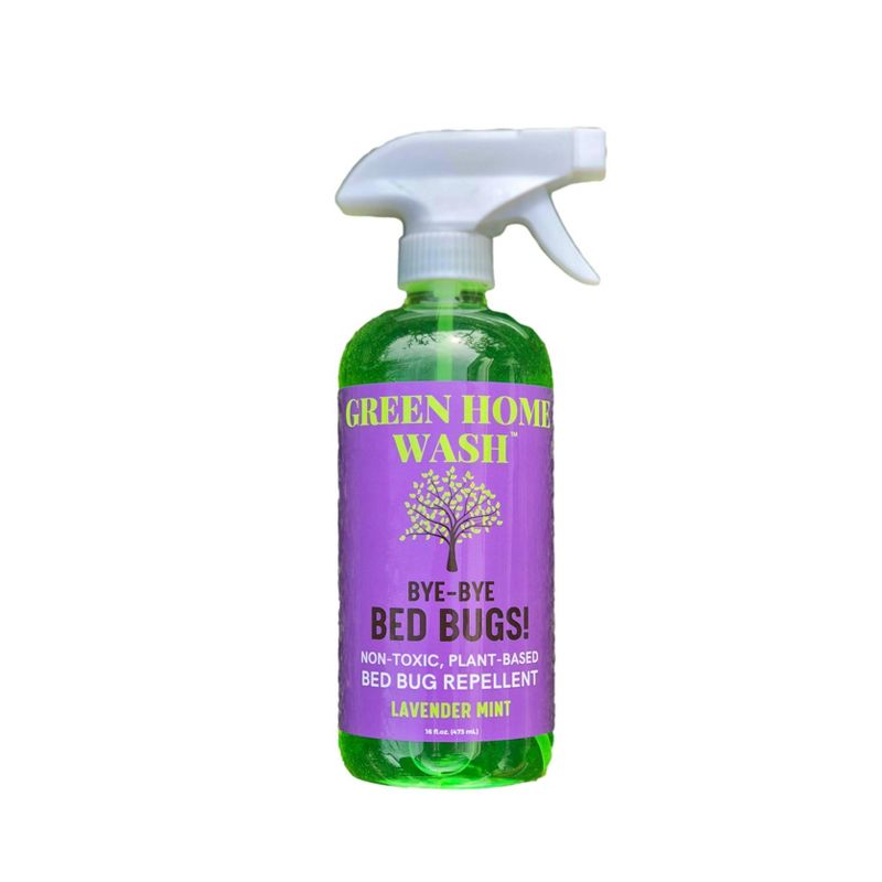 Green Home Wash Bye-Bye Bed Bugs Non-Toxic Plant-Based Bed Bug Repellent Lavender Mint 16oz, 1 of 2