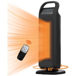 SUGIFT 21" 1500W Oscillating Ceramic Tower Space Heater with Remote, Black - 1 of 4