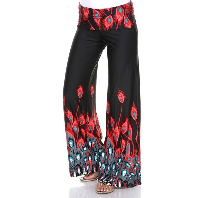 Women's Peacock Printed Palazzo Pants - White Mark
