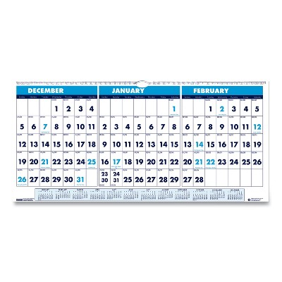 House of Doolittle Recy Three-Month Horizontal Wall Calendar 23.5x12 14-Month 2021-23 3648