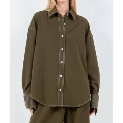 Women's Cuff Contrast Thread Detailed Shirt - WHITEROOM+CACTUS