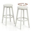 Tangkula Set of 4 Swivel Bar Stools 30" Bar Height Upholstered Seats Rubber Wood Frame Beige - 4 of 4