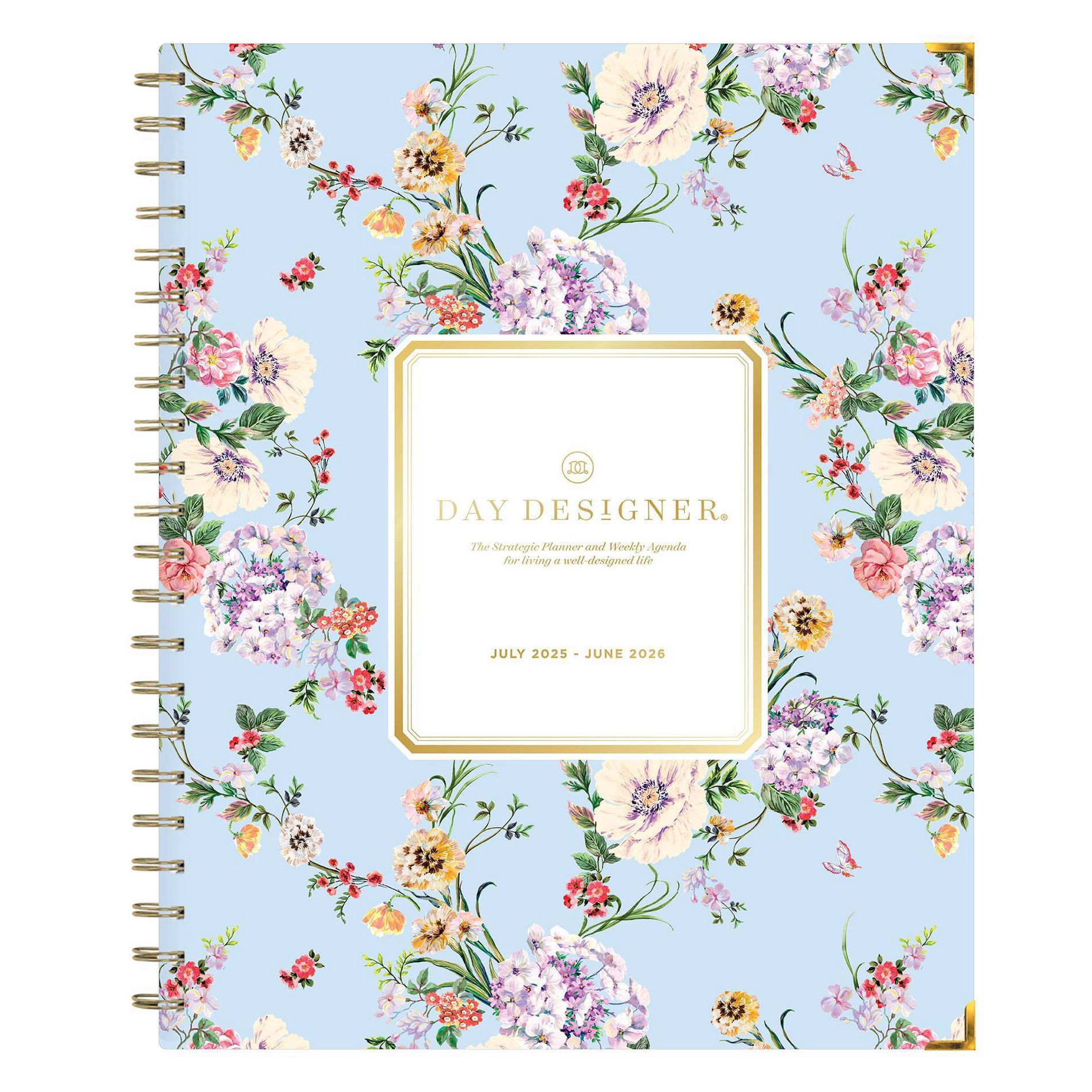 Day Designer 8.5"x11" 2025-2026 Weekly/Monthly Wirebound Planner Hardcover Springtime Blue