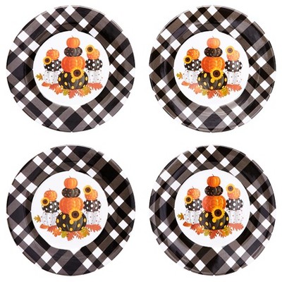 The Lakeside Collection Plaid Pumpkin Dinner Collection - Set of 4 Salad Plates