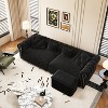 TiramisuBest 89" 3-in-1 Pull-Out Sofa Bed, Convertible Velvet Sleeper Sofa with Chaise Lounge, King Size 3-Seater with Movable Ottoman, Black - 3 of 4