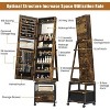 360°Swivel Jewelry Armoire, Lockable Standing Jewelry Organizer with Mirror, Drawers and Wheels, Jewelry Armoire with Collapsible Makeup Stand - 3 of 4
