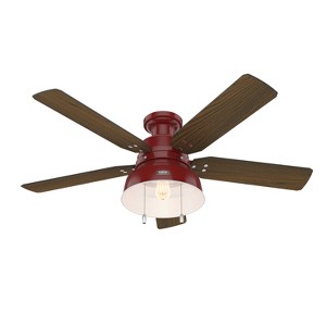 Hunter Fan 52" Mill Valley Barn Low Profile Damp Rated Ceiling Fan with LED Light Kit and Pull Chain Red - 1 of 4