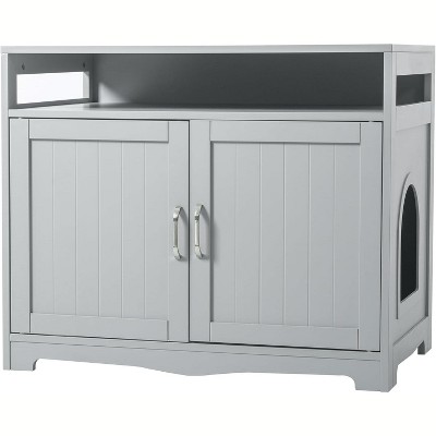 Cat Litter Box Enclosure Cat Litter Box Furniture with Hidden Plug 2 Doors Hidden Cat Litter Box Furniture Multi-Functional Storage Cat House