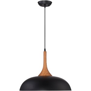 Possini Euro Design Felton Black Pendant Light 17 3/4" Wide Mid Century Modern Rounded Shade for Dining Room House Kitchen Island Entryway Bedroom - 1 of 4
