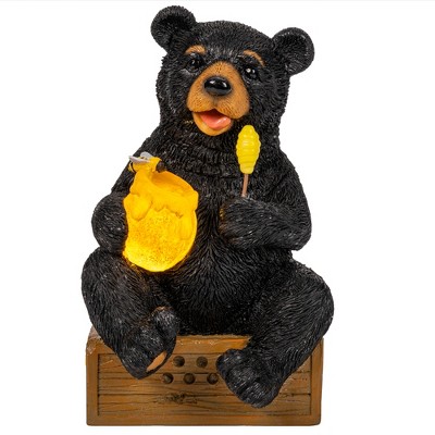 GIGALUMI Solar Cute Bear with Honey Statue Light for Gift, Outdoor Decor with LED Lights, Gift for Mom, Grandma & Wife