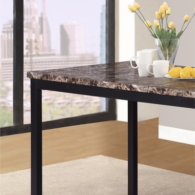 Black Metal Dining Table with Faux Marble Top, 48"