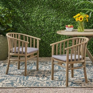 2pk Alondra Wooden Patio Dining Chairs - Christopher Knight Home - 1 of 4