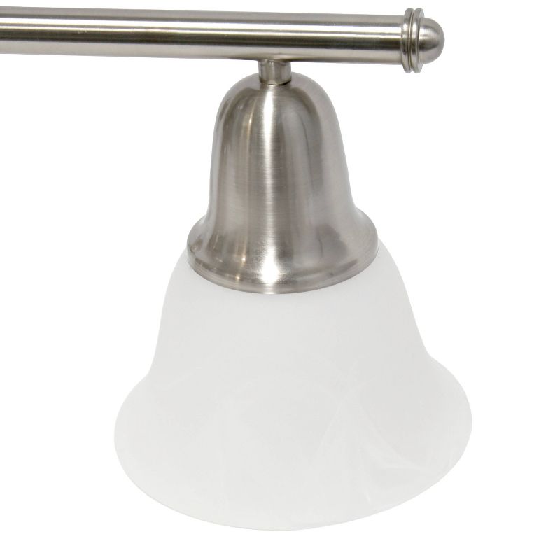 3 Light Metal and Alabaster White Glass Shade Vanity Wall Light Fixture with Metal Accents - Lalia Home, 2 of 10