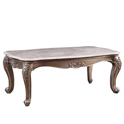 52" Jayceon Coffee Table Marble Top & Champagne - Acme Furniture