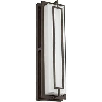 Possini Euro Design Belfonte Modern Outdoor Wall Light Fixture Bronze LED 16 1/4" White Glass for Post Exterior Barn Deck House Porch Yard Patio Home