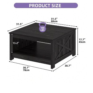 Modern Square Coffee Table Wood Center Table With Half Open Storage Compartment Living Room Table - 1 of 4
