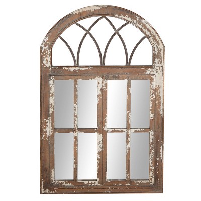 Farmhouse Glass and Wood Decorative Wall Mirror Brown - Olivia & May