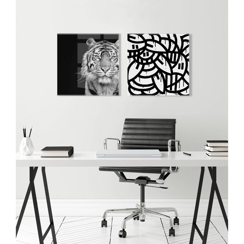23&#34; x 23&#34; Tiger Minimalist Animal Portrait by The Creative Bunch Floating Acrylic Wall Canvas Black - Kate &#38; Laurel All Things Decor, 5 of 7