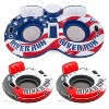 Intex Inflatable Tubes Bundled with American Flag Double Float and Set of 2 River Run Single Water Tube Floats with Built-In Cup Holders - 2 of 4