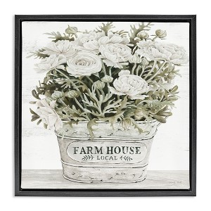 Stupell Industries Farmhouse Planter White Rose Blossoms, 18" x 18" - 1 of 4