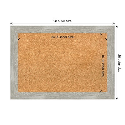 Dove Greywash Narrow Framed Natural Cork Bulletin Board