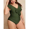 Womens Plus Size Swimsuits Ruffled One Piece Flounce Sleeve Swimwear V Neck Bathing Suit for Plus Size Women - 4 of 4