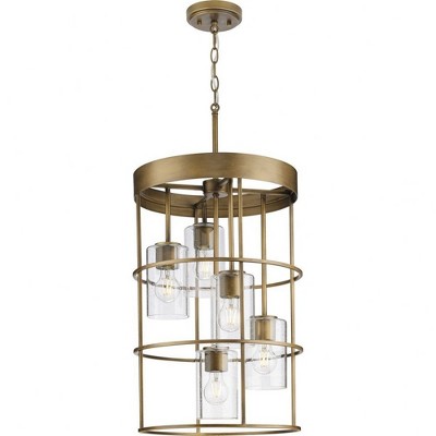 Progress Lighting Burgess 5-Light Hall & Foyer Light, Aged Bronze, Seeded Glass