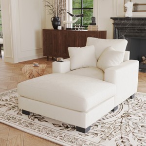 GDFStudio Eureka 41"W Oversized Upholstered Chaise Lounge Chair with USB Port and Cup Holder - 1 of 4
