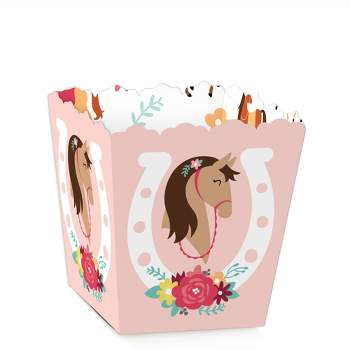 Big Dot of Happiness Run Wild Horses - Party Mini Favor Boxes - Pony Birthday Party Treat Candy Boxes - Set of 12