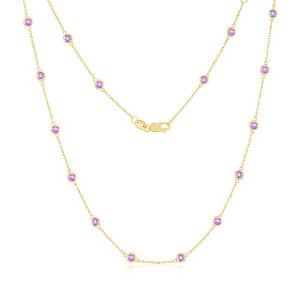 Classic Gold 14K Yellow Gold, 2.18ct Gemstone Station Necklace - Amethyst - Purple - 16+2 Inch - 1 of 2