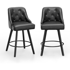 VINGLI 26" H Swivel Barstools, Upholstered Counter Stool with Back, Kitchen High Chairs Counter Height Bar Stools with Cushion - 1 of 4