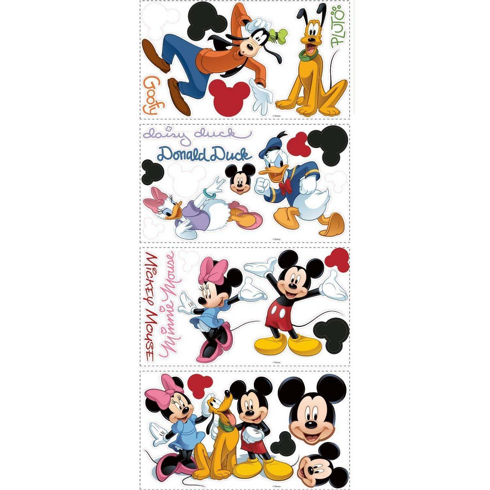 Mickey and Friends Peel and Stick Kids' Wall Decal: RoomMates Vinyl Self-Adhesive, 30 Pieces, Blue Figures Decor