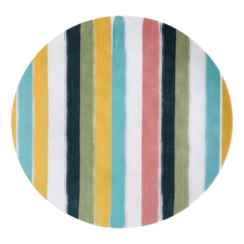 Gibson Home Tropical Sway 12 Piece 11 Inch Round Melamine Dinner Plate Set in Colorful Stripe, 5 of 6