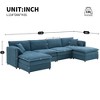 134" Oversized Chenille Cloud Modular U-Shaped Sectional Sofa with Double Cushions, 2 Ottomans & Pillows - 3 of 4