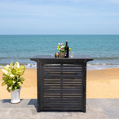 Monterey Black Acacia Wood Outdoor Bar Table