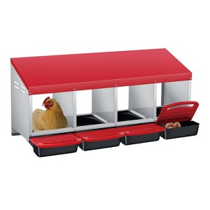 Chicken Nesting Boxes, 4 Compartment Metal Roll Away Nest Box for Chicken and Poultry to Collect Eggs, Chicken Laying Box for Chicken Coop - 1 of 4