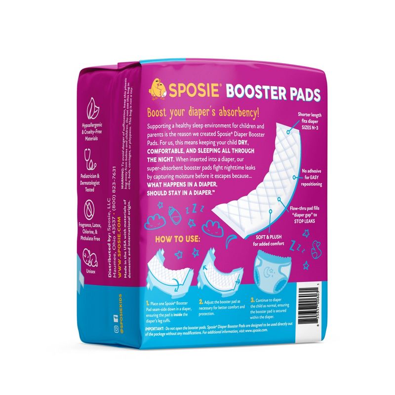 Sposie Booster Pads For Overnight Diaper Leak Protection - 32ct, 3 of 9