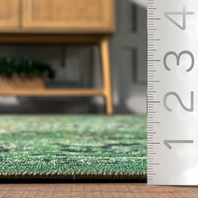 Handmade Easy-Care Green Synthetic 4' x 6' Rectangular Rug
