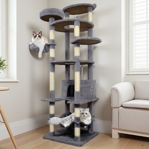 BABYYER Multi-Level Cat Tower, 84.6" Large Cat Tree with Ramp, Condos and Scratching Posts, Durable Pet House Furniture for Indoor Cats - 1 of 4