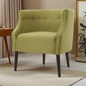 Fabric Modern Club Chair with Button-Tufted Back and Birch Wood Legs - 1 of 4