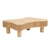42.52" Modern Irregular Drum Coffee Table, Wooden Center Table with Sturdy Rubber Wood Pedestal for Living Room & Bedroom - 2 of 4