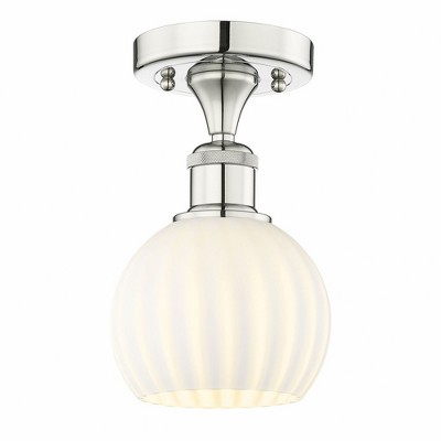 White Venetian - 1 Light Semi-Flush Mount In Modern Style-8.13 Inches Tall and 6 Inches Wide