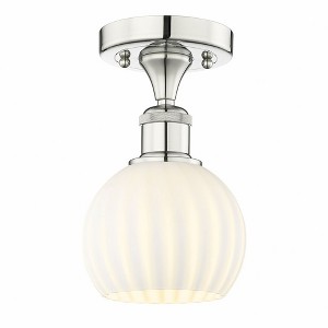White Venetian - 1 Light Semi-Flush Mount In Modern Style-8.13 Inches Tall and 6 Inches Wide - 1 of 1