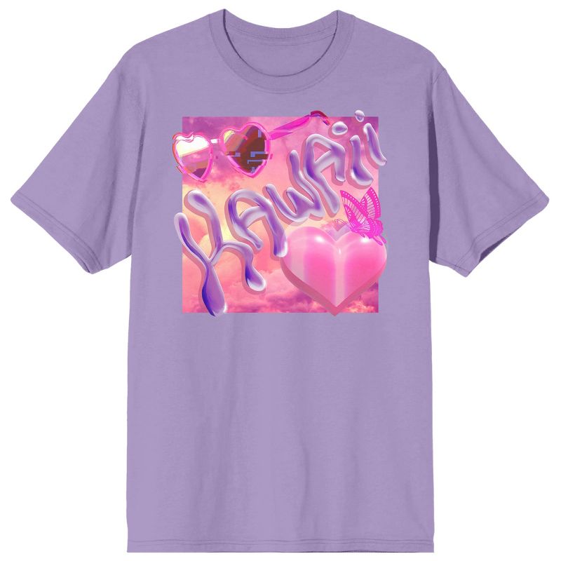 Chrome Baddie Y2K Trend Kawaii Chrome Lettering Crew Neck Short Sleeve Lavender Rose Women's T-shirt, 1 of 4