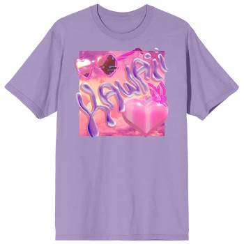 Chrome Baddie Y2K Trend Kawaii Chrome Lettering Crew Neck Short Sleeve Lavender Rose Women's T-shirt